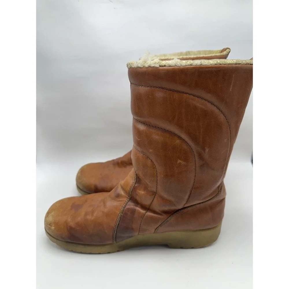 DEXTER Leather Sherpa Winter Boots Womens 11 Quilted Gumsole USA Made‎ Vintage